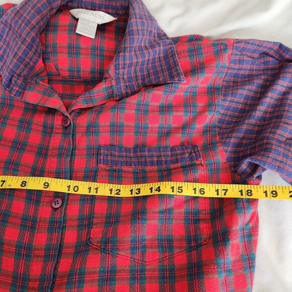 Vintage Y2K Plaid Shirt Dress Collar SZ S Mixed Print Tunic‎ Cotton - Picture 2 of 13